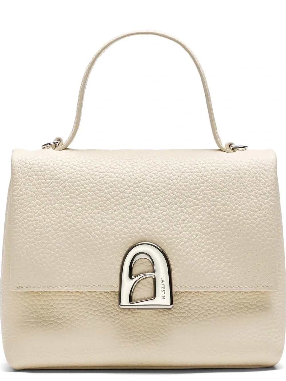 White Leather Top-Handle Bag